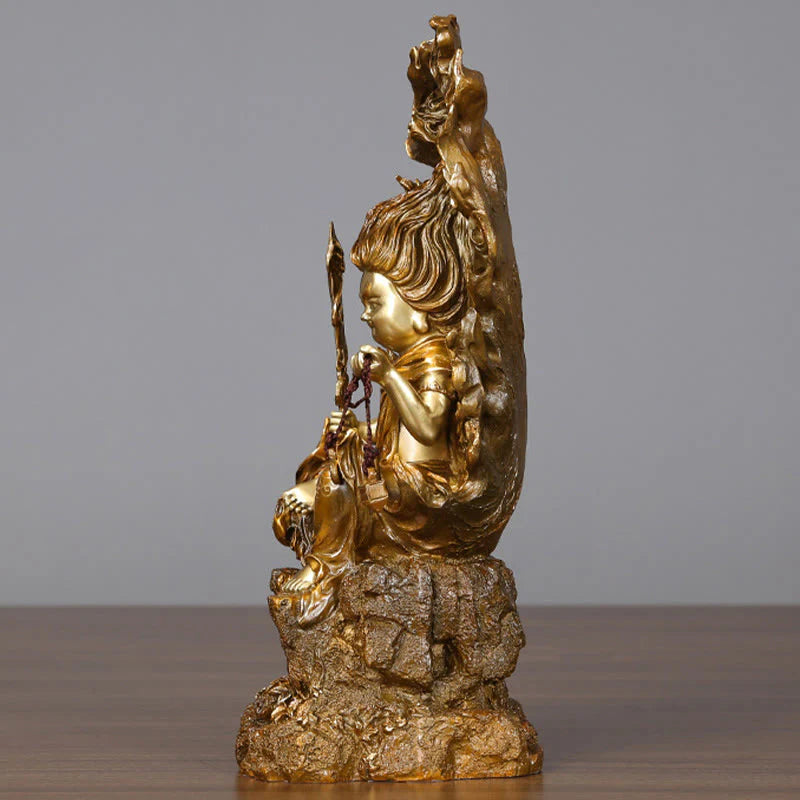 Buddha Stones Acalanatha Buddha Figurine Serenity Copper Statue Home Offering Decoration
