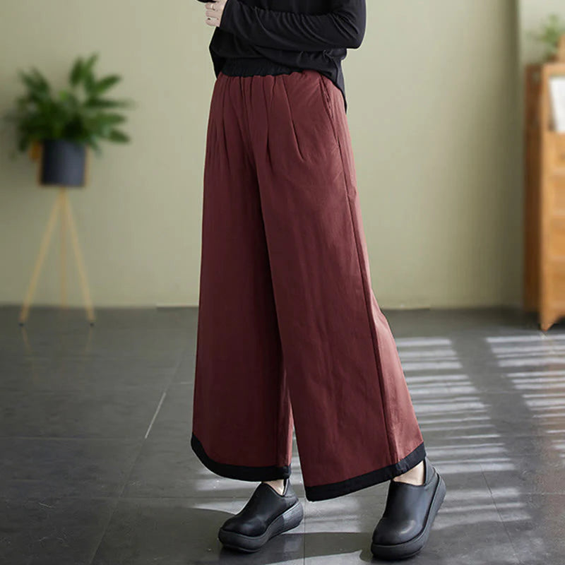 Buddha Stones Casual Plain Women's Wide Leg Pants With Pockets