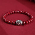 Buddha Stones 999 Sterling Silver PiXiu Natural Cinnabar Wealth Luck Bracelet (Extra 30% Off | USE CODE: FS30)