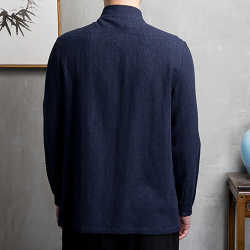 Buddha Stones Solid Color Chinese Tang Suit Jacket Men Clothing