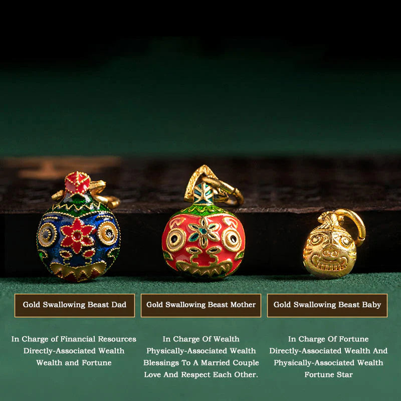 Buddha Stones Gold Swallowing Beast Family Various Agate Crystal Success Bracelet (Extra 35% Off | USE CODE: FS35)