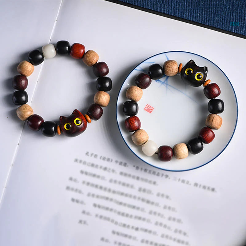FREE Today: Release Mood Red Sandalwood Ebony Wood Cute Cat Calm Bracelet