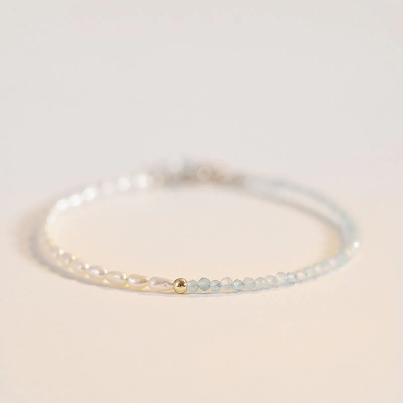 Buddha Stones 2mm Turquoise Pearl Ultra-thin Beads 14k Gold Plated Copper Wisdom Bracelet