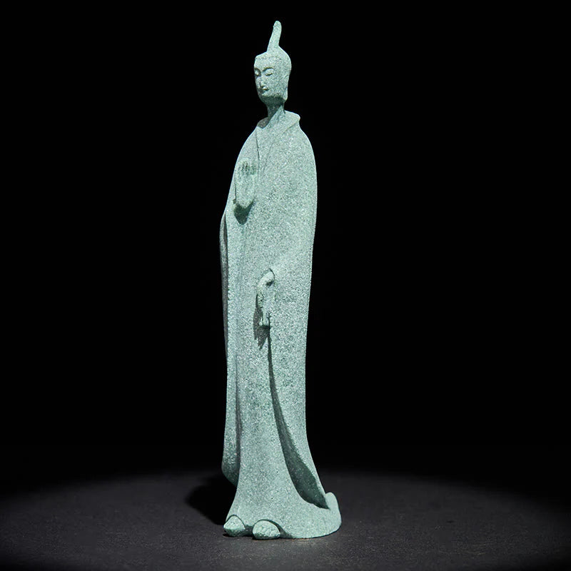 Buddha Stones Meditation Buddha Standing Statue Sandstone Home Decoration 3.8*6.5*17cm