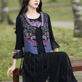 Buddha Stones Vintage Frog-Button Embroidery Purple Flower Tang Suit Design Sleeveless Vest (Extra 30% Off | USE CODE: FS30)