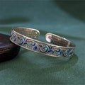 Buddha Stones Petal Vines Entwine Branches Copper Balance Open Adjustable Bracelet Bangle