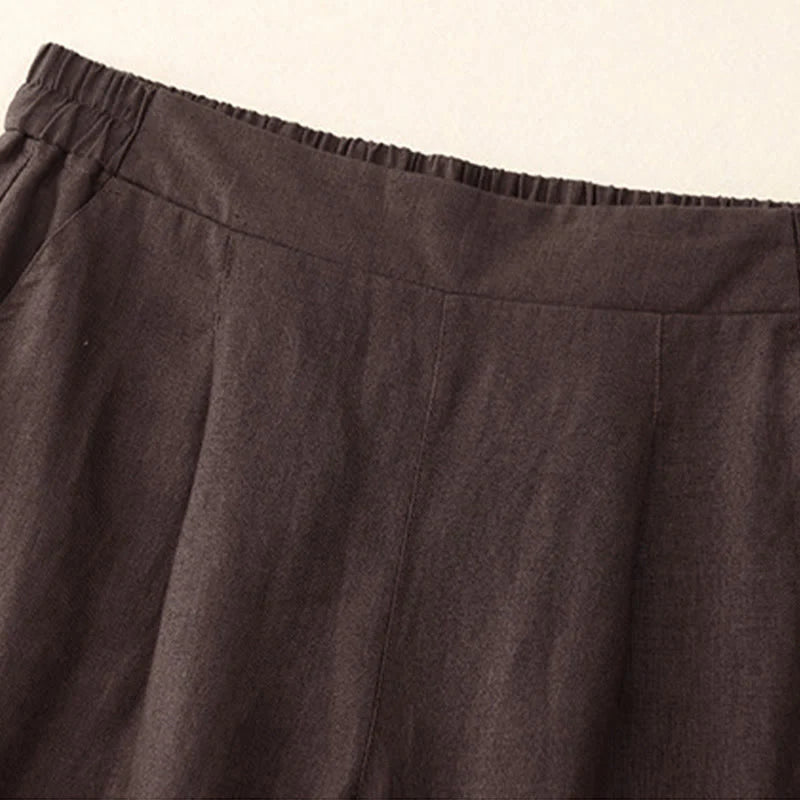 Buddha Stones Women's Spring Plain Simple 7-8 Length Cotton Pants With Pockets