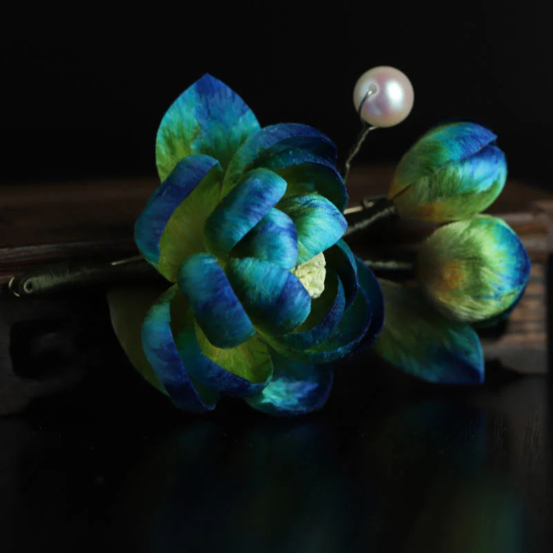 Buddha Stones Handmade Silk Art Velvet Camellia Blessing Protection Brooch