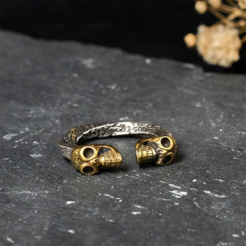 Buddha Stones The Lord Of The Corpse Forest Copper Double Skull Keep Away Evil Spirits Ring