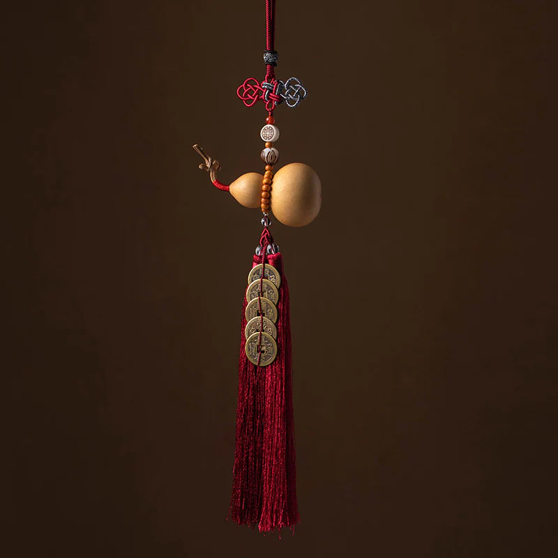Buddha Stones Feng Shui Coins Gourd Chinese Knot Lucky Coins Five Emperor Money Wealth Tassels Decoration