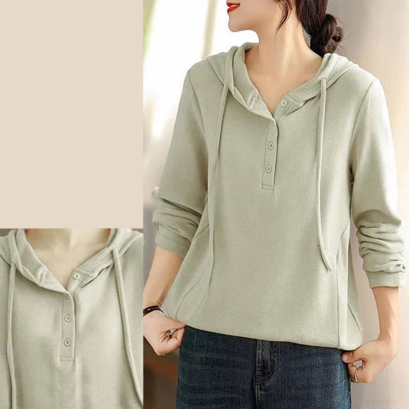 Buddha Stones Winter Solid Color Cotton Long Sleeve Women's Hoodie Has Hood