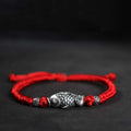 Buddha Stones Silver Luck Koi Fish Braided String Bracelet