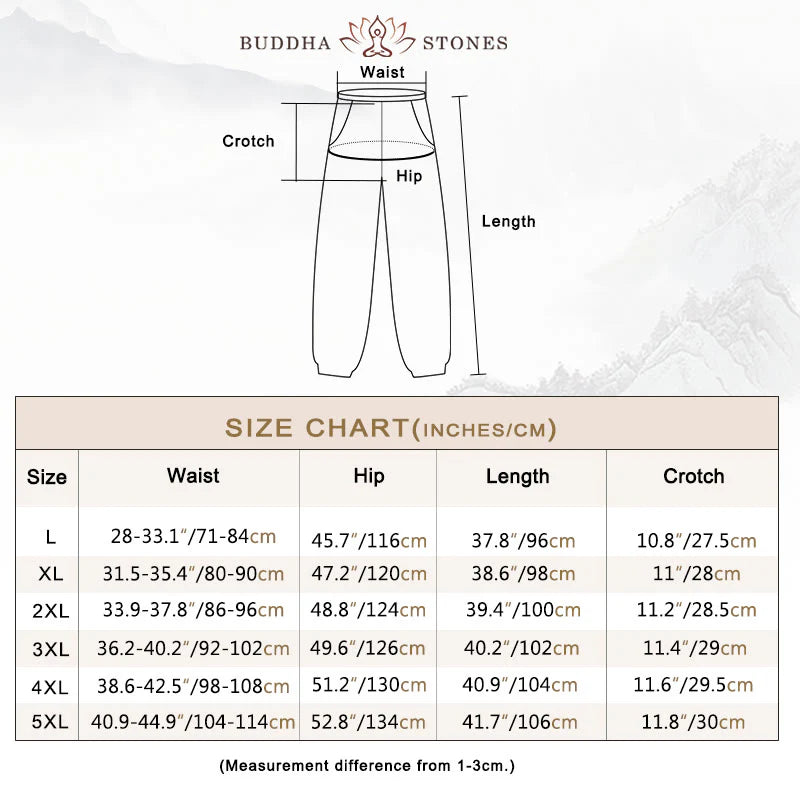 Buddha Stones Casual Solid Color Drawstring Linen Men's Pants With Pockets