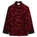 Buddha Stones Chinese New Year Landscape Print Handmade Frog-button Tang Suit Men's Jacket Shirt With Pockets