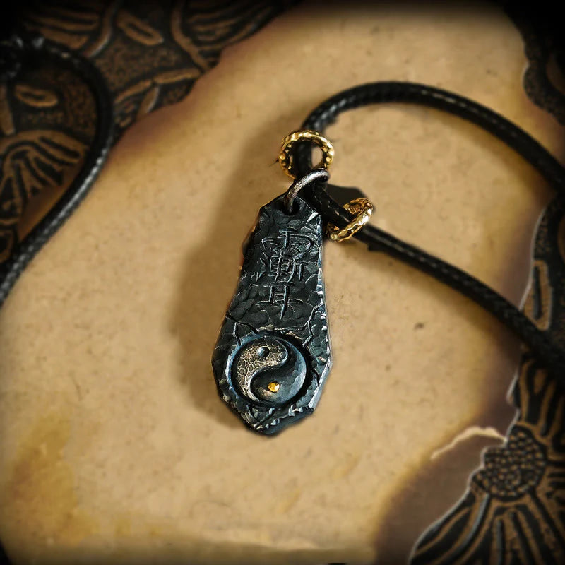 Buddha Stones 999 Sterling Silver 24k Gold Big Dipper Yin Yang Design Harmony Necklace Pendant