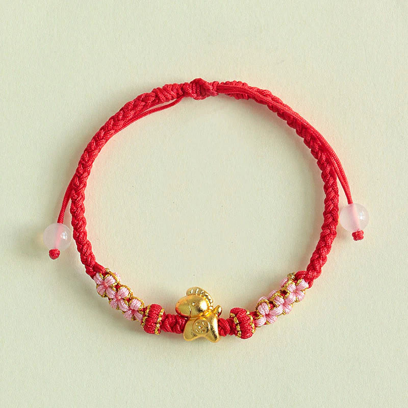 Buddha Stones Year Of The Horse Multicolored String Peach Blossom Knot Red String Luck Bracelet