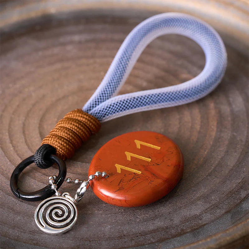 Buddha Stones Embrace New Beginnings 111 Angel Number Natural Red Jasper Key Chain Hanging Decoration Includes Gift Message Card
