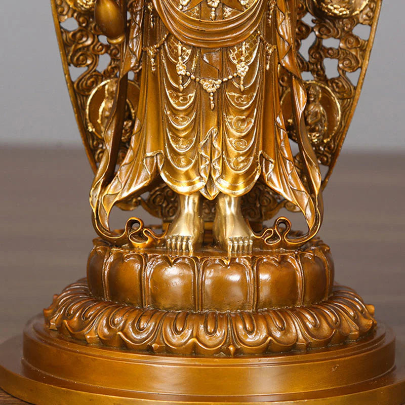 Buddha Stones Kwan Yin Avalokitesvara Aura Harmony Brass Copper Statue Home Desk Decoration