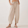 Buddha Stones Casual Plain Loose Drawstring Women's Polyester 7/8 Length Pants  With Pockets