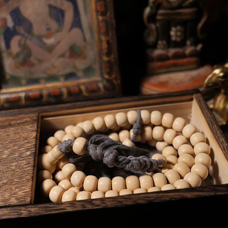 Buddha Stones 108 Mala Beads Abelia Biflora Wood Warding Off Evil Spirits Wrist Mala