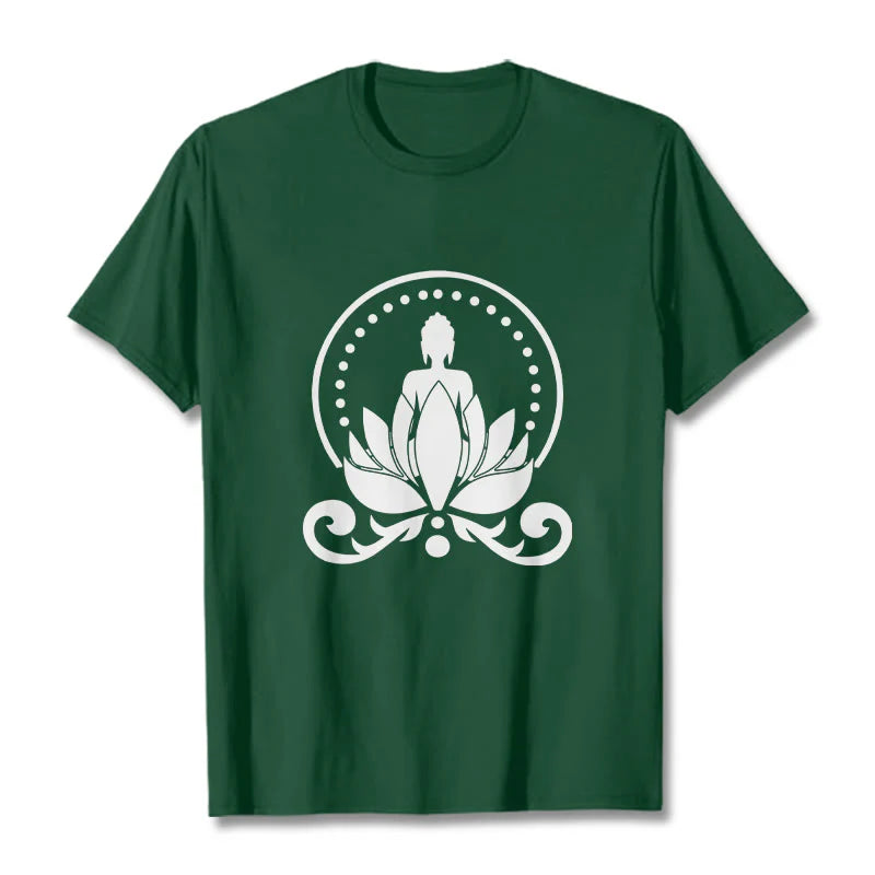 Buddha Stones Meditation Buddha Seated On A Lotus Flower Tee T-shirt