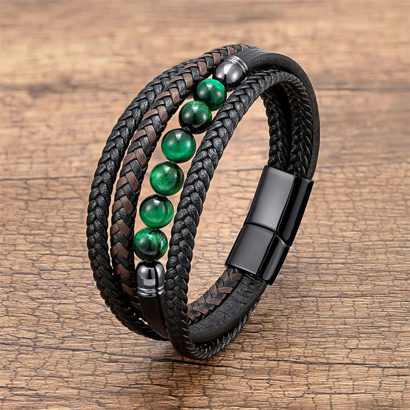 Buddha Stones Wishing You Courage and Balance Green Tiger Eye Bracelet Includes Gift Message Card