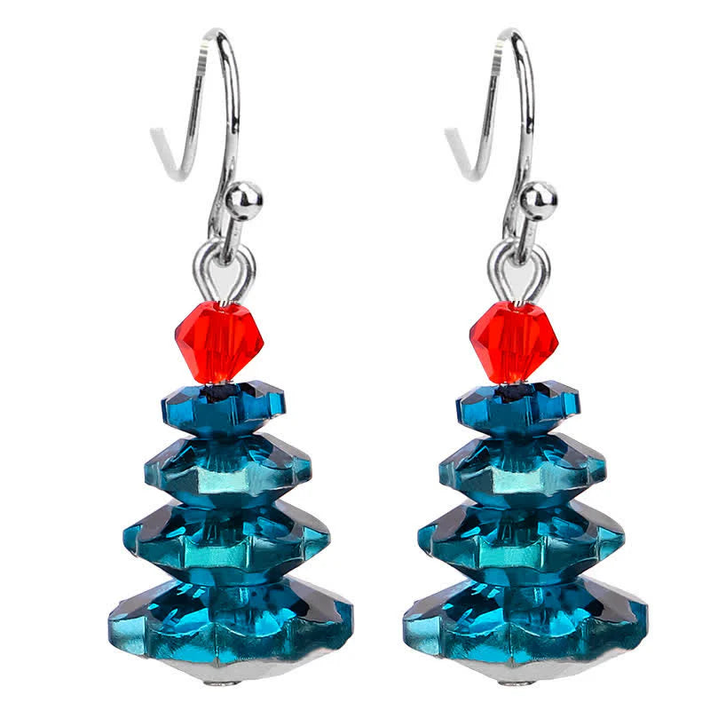 Buddha Stones Various Crystals Christmas Tree Amethyst Peace Healing Drop Earrings