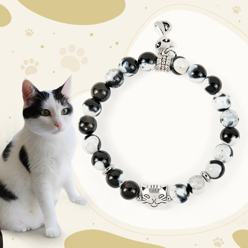 Buddha Stones Sending Love and Joy to Your Cat Cat Agate Bracelet Includes Gift Message Card