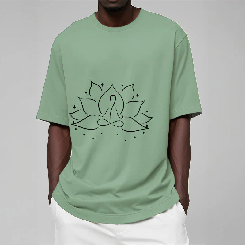 Buddha Stones Lotus Flower Meditative Yoga Pose Design Tee T-shirt