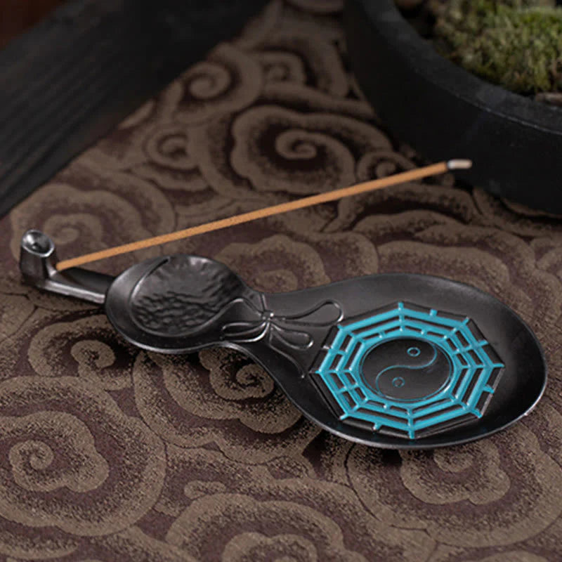 Buddha Stones Gourd Yin Yang Bagua Copper Blessing Incense Burner Decoration