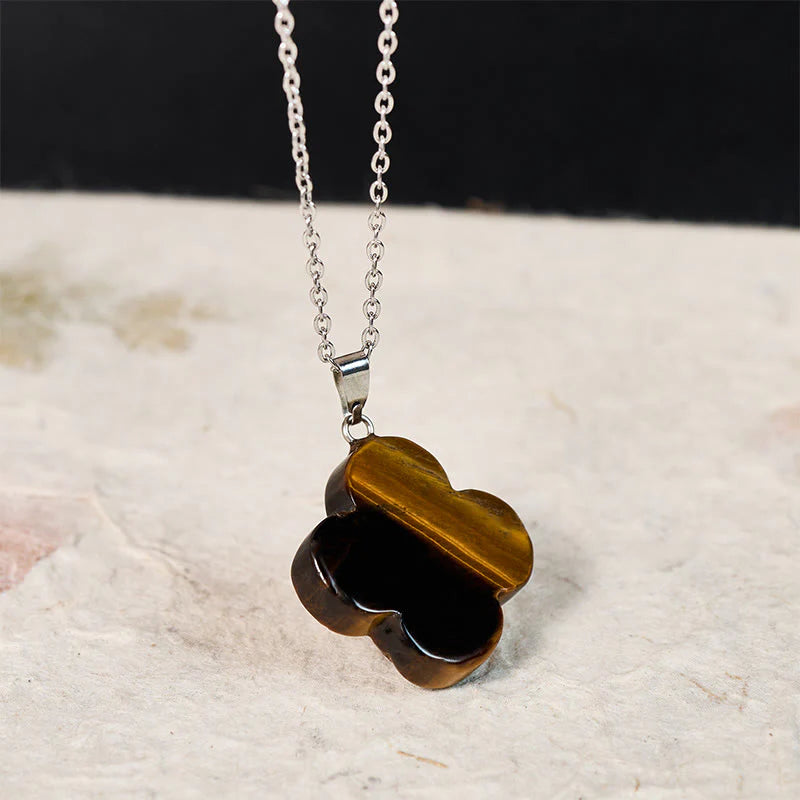 Buddha Stones Various Crystal Green Aventurine Black Obsidian Tiger Eye Plum Blossom Luck Necklace Pendant