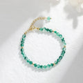 Buddha Stones 14K Gold Plated Natural Moss Agate Healing Bracelet