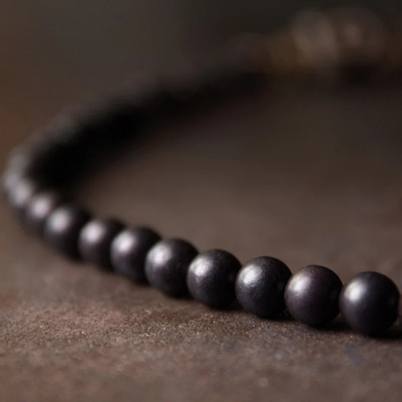 Buddha Stones Ebony Wood Dzi Bead Copper Protection Couple Bracelet (Extra 30% Off | USE CODE: FS30)
