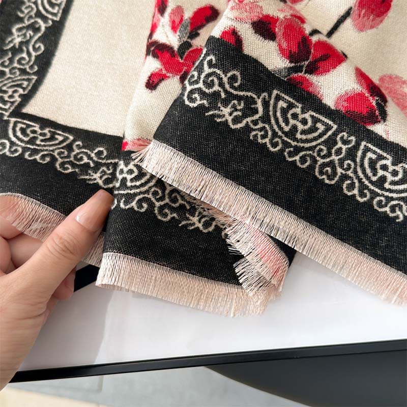 Buddha Stones Fall Peach Blossoms Branches Pattern Soft Scarf Shawl