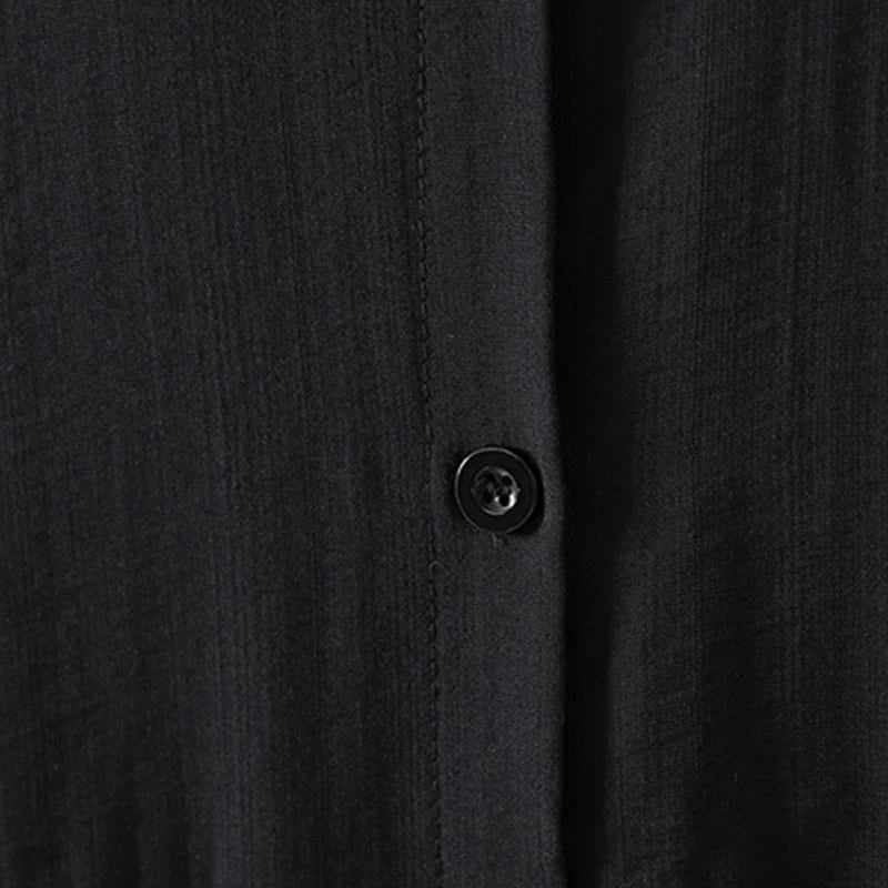 Buddha Stones Plain Buttons Women's Cotton Coat With Pockets