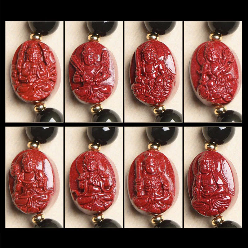 Buddha Stones Chinese Zodiac Natal Buddha Natural Black Obsidian Cinnabar Purification Bracelet (Extra 35% Off | USE CODE: FS35)