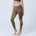 Buddha Stones Colorful Koi Fish Water Ripples Plant Pattern Print Gym Leggings Women's Yoga Pants