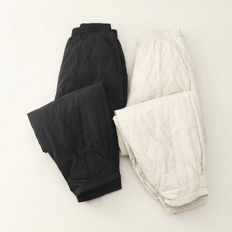 Buddha Stones Winter Solid Color Women's Cotton Thermal Pants With Pockets