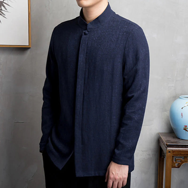 Buddha Stones Solid Color Chinese Tang Suit Jacket Men Clothing