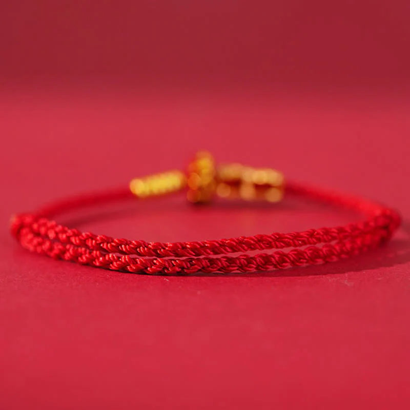 Buddha Stones Formless Buddha Lotus Knot Red String Protection Braided Bracelet