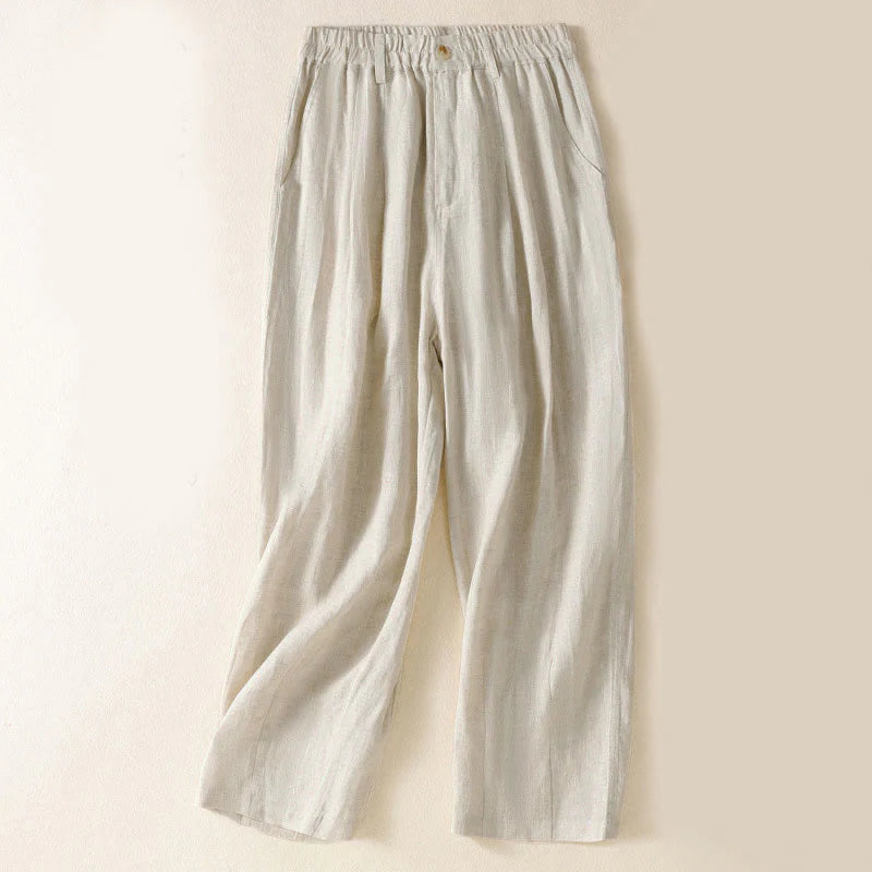 Buddha Stones Summer Button Zipper Ankle-Length Women's Pants With Pockets
