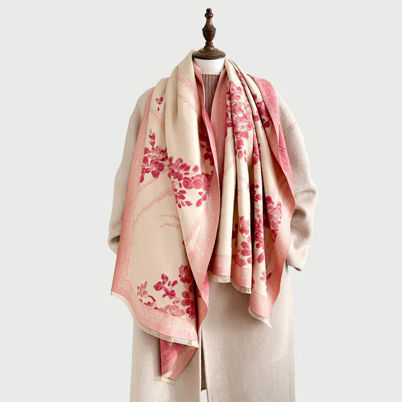 Buddha Stones Fall Peach Blossoms Branches Pattern Soft Scarf Shawl