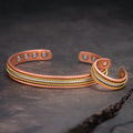 Buddha Stones Retro Twisted Design Copper Open Wealth Luck Cuff Bracelet Bangle Ring