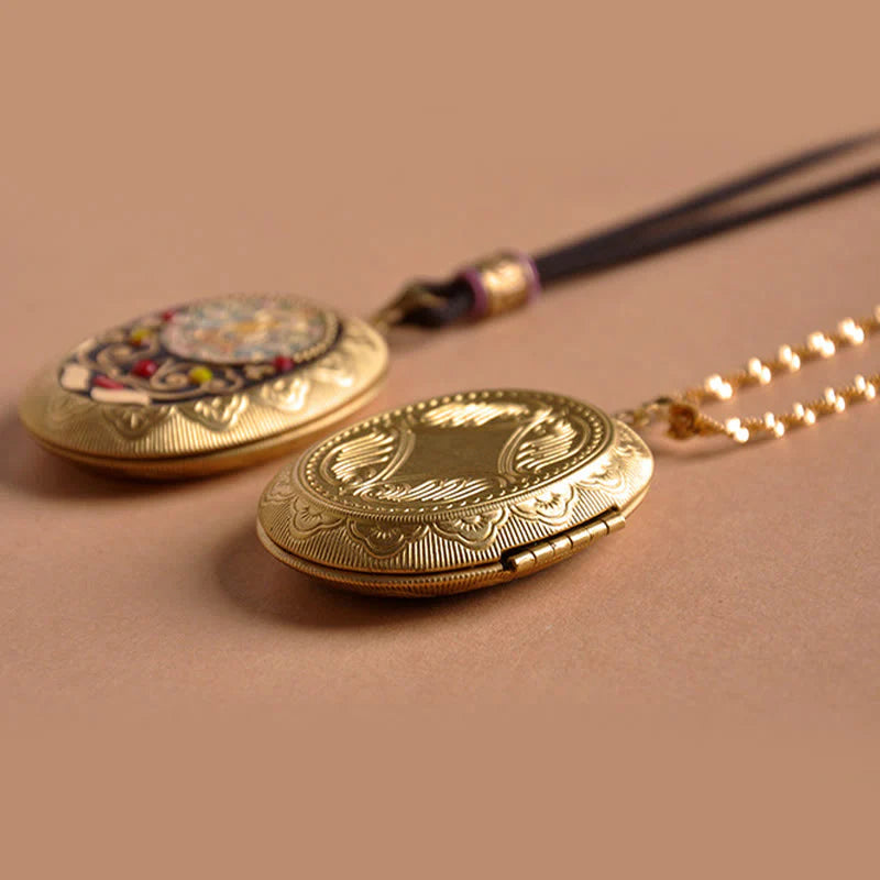 Buddha Stones Copper Kwan Yin Avalokitesvara Zakiram Wealth Pendant Necklace