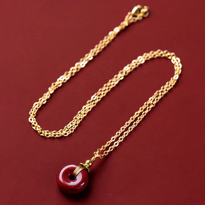 Buddha Stones Cinnabar Peace Buckle Calm Blessing Necklace Pendant (Extra 35% Off | USE CODE: FS35)