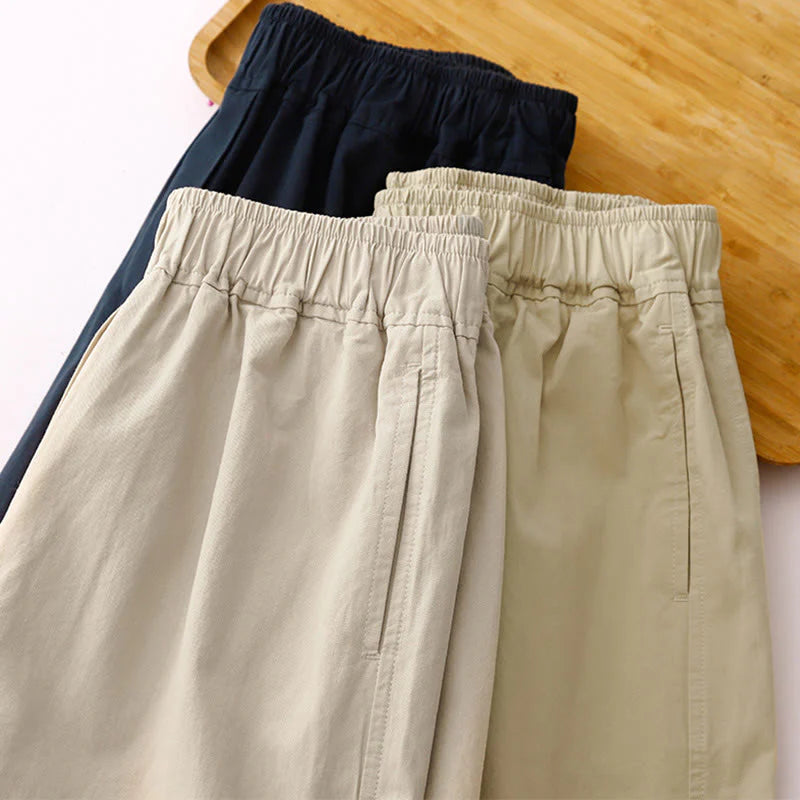 Buddha Stones Spring Commute Solid Color High Waist Women's Wide Leg Cotton Linen Pants With Pockets