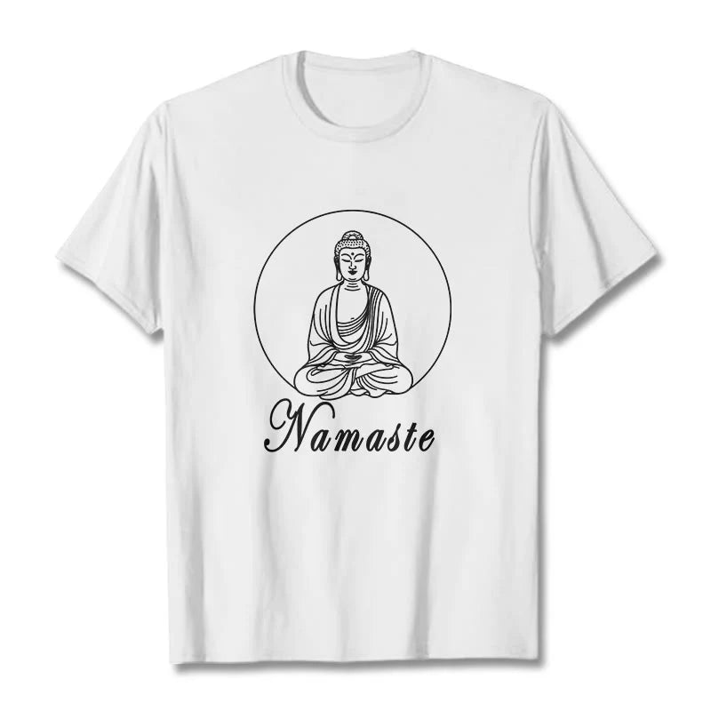 Buddha Stones NAMASTE Buddha Meditating Tee T-shirt