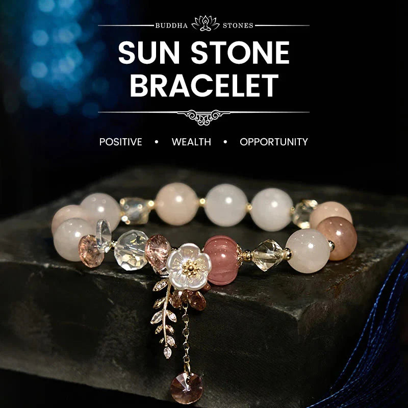 Buddha Stones Wishing You Light and Happiness Sun Stone Bracelet Includes Gift Message Card