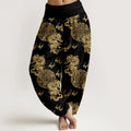 Buddha Stones Pure Cotton Double Dragon Cloud Pattern Women's Elastic Waist Harem Pants