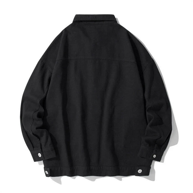 Buddha Stones Long Sleeve Button Stand Collar Design Men's Cotton Jacket Shirt With Pockets